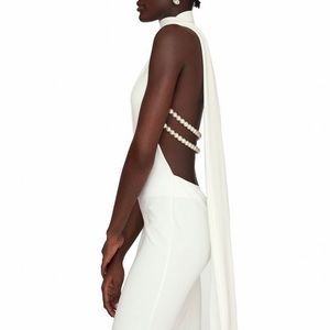 Khanums Pearl Back Kara Maxi Scarf Dress - Ivory